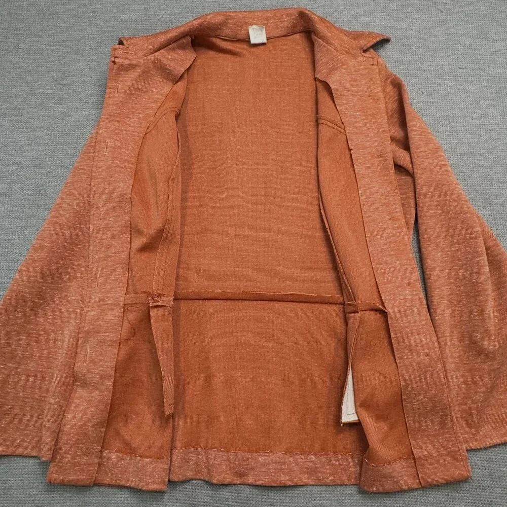 Vintage Rust Orange Button-Up Long Sleeve Shirt Jacket Size 16 Heathered Pockets - Picture 5 of 16